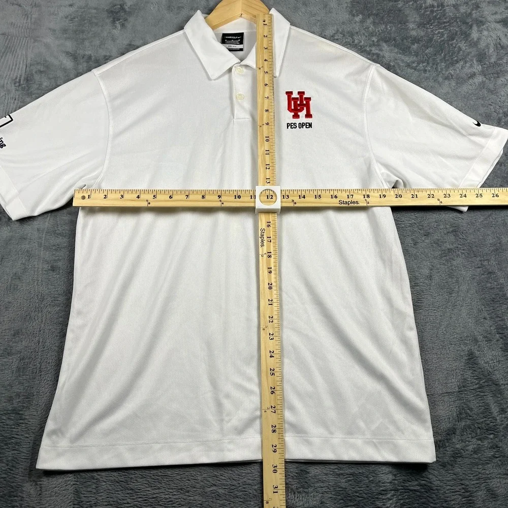 Nike Golf Shirt Mens Medium White University of Houston PES Open Polo